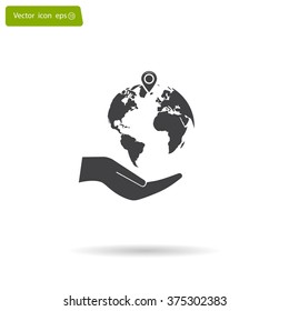 Earth insurance web icon. vector design
