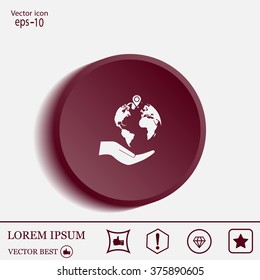 Earth insurance web icon. vector design