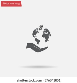 Earth insurance web icon. vector design