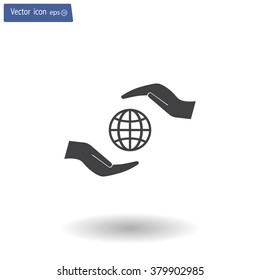 Earth insurance web icon. vector design