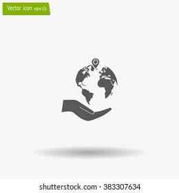 Earth insurance web icon. vector design