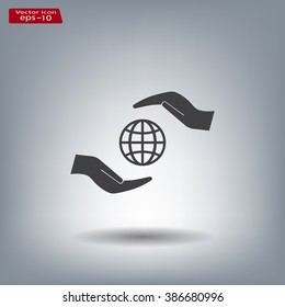 Earth insurance web icon. vector design