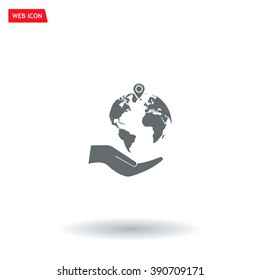 Earth insurance web icon. vector design