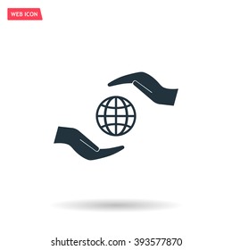 Earth insurance web icon. vector design