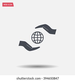 Earth insurance web icon. vector design