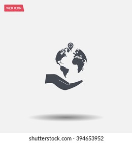 Earth insurance web icon. vector design