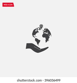 Earth insurance web icon. vector design