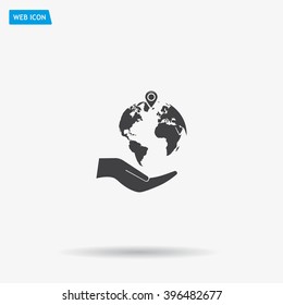 Earth insurance web icon. vector design