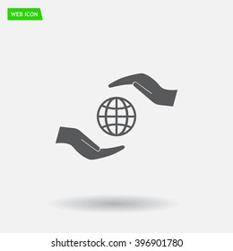 Earth insurance web icon. vector design