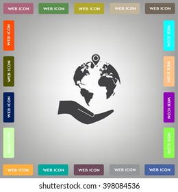 Earth insurance web icon. vector design