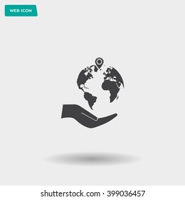 Earth insurance web icon. vector design