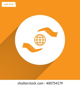 Earth insurance web icon. vector design