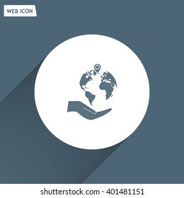 Earth insurance web icon. vector design