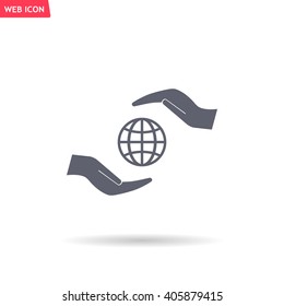 Earth insurance web icon. vector design