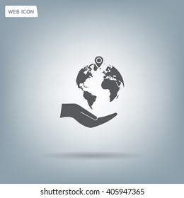 Earth insurance web icon. vector design