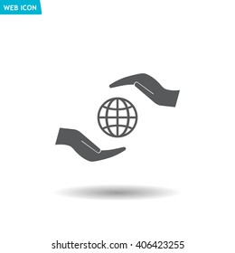 Earth insurance web icon. vector design