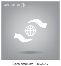 Earth insurance web icon. vector design