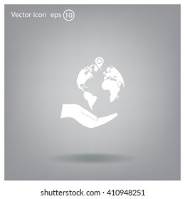Earth insurance web icon. vector design