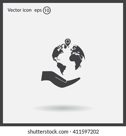 Earth insurance web icon. vector design
