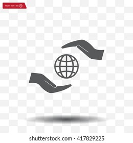 Earth insurance web icon. vector design