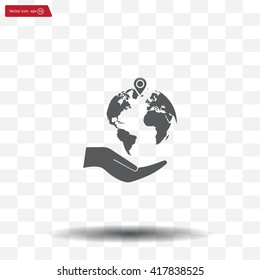Earth insurance web icon. vector design