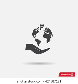 Earth insurance web icon. vector design