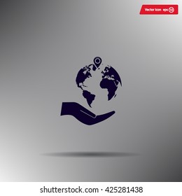 Earth insurance web icon. vector design