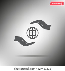 Earth insurance web icon. vector design