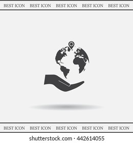 Earth insurance web icon. vector design