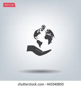 Earth insurance web icon. vector design