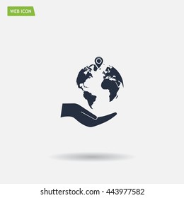 Earth insurance web icon. vector design