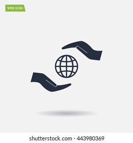 Earth insurance web icon. vector design