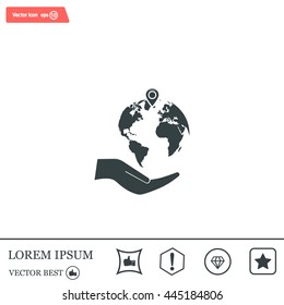 Earth insurance web icon. vector design