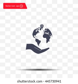 Earth insurance web icon. vector design