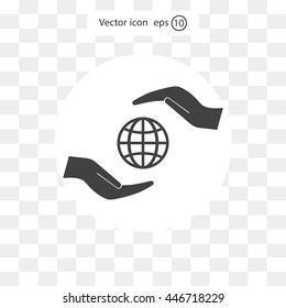 Earth insurance web icon. vector design