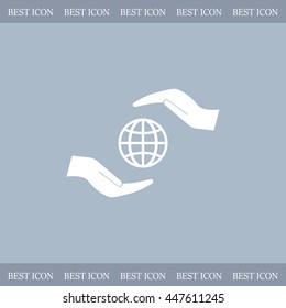 Earth insurance web icon. vector design