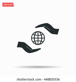 Earth insurance web icon. vector design
