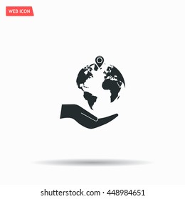 Earth insurance web icon. vector design