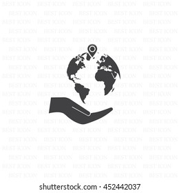 Earth insurance web icon. vector design
