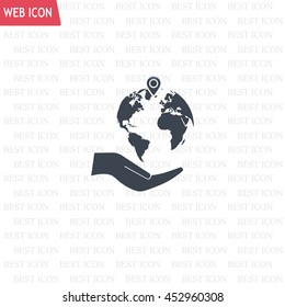 Earth insurance web icon. vector design
