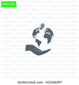 Earth insurance web icon. vector design