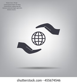 Earth insurance web icon. vector design