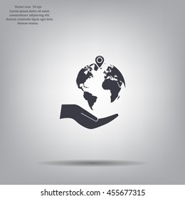 Earth insurance web icon. vector design