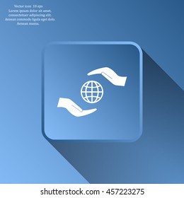 Earth insurance web icon. vector design