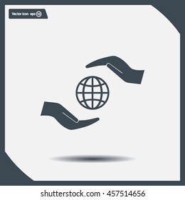 Earth insurance web icon. vector design