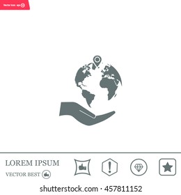 Earth insurance web icon. vector design