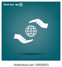 Earth insurance web icon. vector design