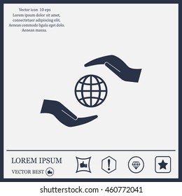 Earth insurance web icon. vector design
