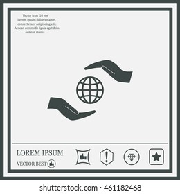 Earth insurance web icon. vector design