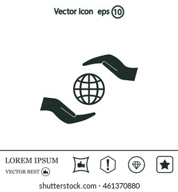 Earth insurance web icon. vector design